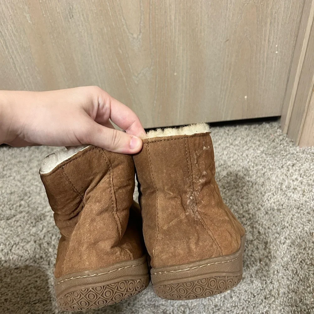 Old Friend Footwear Men's ExWide Bootee Sheepskin Lined Slipper Size 14.5E Brown
